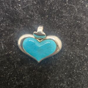 Sterling Silver Turquoise SX Sally C Treasures Heart Pendant
